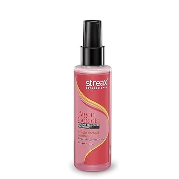 Streax Professional Argan Secrets Colour Protect Hair Serum for Women | Enriched with Argan Oil & UV Filter | Prevents Frizz | Provides Instant Shine & Smoothness | Enhances Radiance of Hair | 100ml