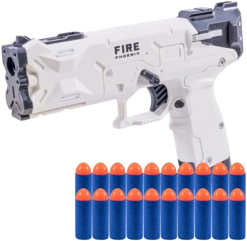 FESVASDEE Fire Phenix Toy Soft Foam Dart Blaster Pistol Toys Gun Set for Nerf Guns for 5 6 7 8 Year Old Boys Gift White WH-1