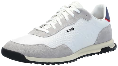Image of BOSS Men's Zayn Low Profile Suede Leather Two Tone Sneaker