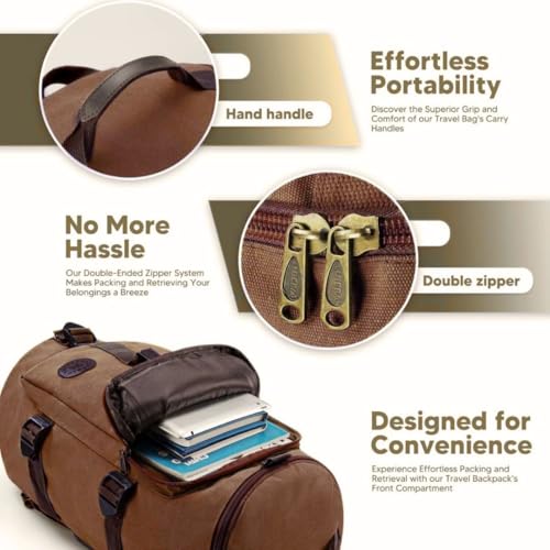 KARRIER 50 Litre Travel Backpack Duffle Bag Gym Bag Water Resistant Daypack Bag for Cycling Trekking Hiking Camping (Pocket, Brown) - Image 4