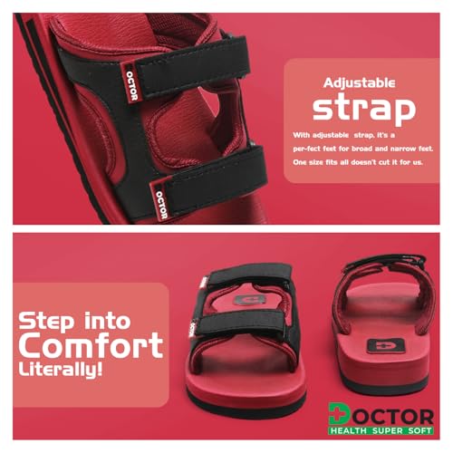 Image of DOCTOR HEALTH SUPER SOFT Men's Casual Slippers with Soft Cushioned Sole, Double Strap with Toe Loop Design, Lightweight Anti-Slip Everyday Wear Slippers for Home and Outdoor Use