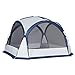 Outsunny Tenda da Campeggio 6-8 Persone con 4 Porte a Cerniera, Zanzariera, Borsa da Trasporto e Gancio per Lampada, 350x350x230cm, Bianca e Blu