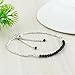 Natural Black Spinel Gemstone Round Beads Bolo Bracelet, Chakra Healing Crystals, Silver Plated, Adjustable Slider, Birthday, Wedding, Handmade, 6-9 inch, Valentine Day Gift (Black Spinel)