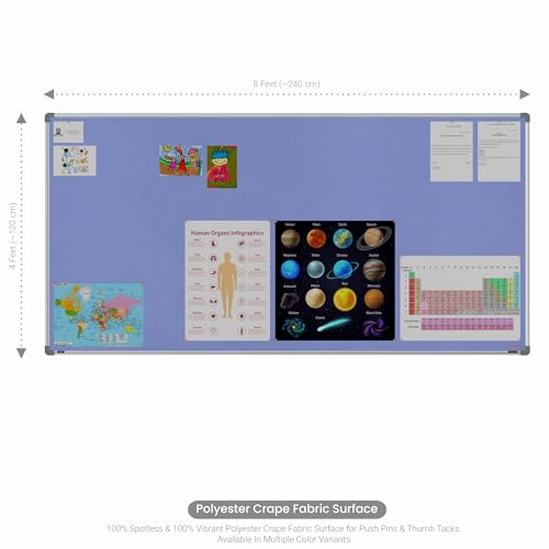 Image of Scholar Art Metis 4x8 Feet Fabric Pin Up Board for Office, Home & School | Vibrant & Versatile Crape Cloth + High Density Soft Board for Pinning Photos, Sticky Notes & Reminders (Purple)