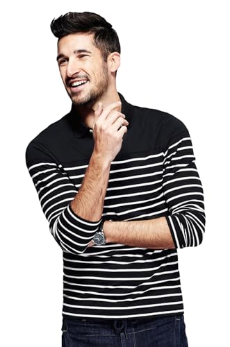 Image of fanideaz Branded Mens Cotton Stripe Polo Full Sleeve T-Shirt