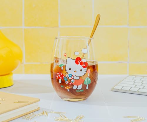 Verre à vin sans pied Hello Kitty Sanrio aux motifs champignons de 590 ml