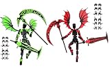 SENROELECTRONAGE Titan 13 Action Figures,(2Pack) Assembly Completed Dummy 13 Action Figures, Lucky T13 Action Figure, T13 Action Figure 3D Printed Multi-Jointed Movable, Green and Red Sickle
