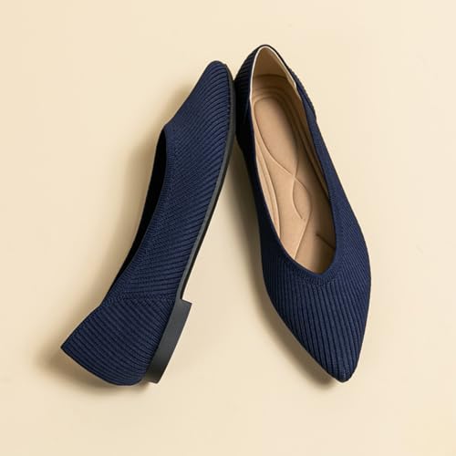 Women's Ballet Flats Pointed Toe Knit Flats Slip On Shoes Dressy Casual Office Wear,Model XTZ-A8ZW4