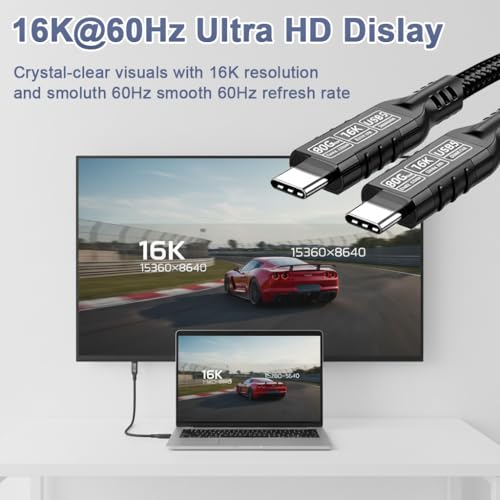 Image of Verilux PD 240W Type C Cable Fast Charging, 20CM C Type Charger Cable with 80Gbps Data Transfer & 16K@60Hz UItra HD Dislay for Thunderbolt 5 /4 /3, iPhone 17 /16 /15, Galaxy S25 /S24 /S23