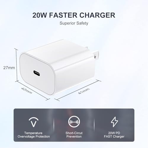 Image of iPhone Charger Fast Charging Block,[MFi Certified] Wall Charger Plug and 6ft USB C to Lightning Cable Cord, Type C Power Adapter Cube Brick Box for iPhone 14 Pro Max /14 /13 Pro /12 Mini /12 /11 /iPad