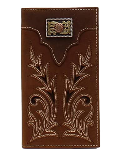 Nocona Mens Medium Brown Rodeo Style Wallet - Boot Stitch Front