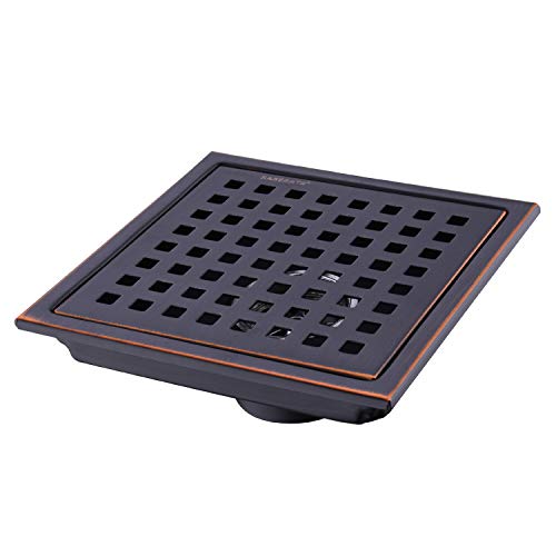 HANEBATH 6 Inch Square Shower Floor Drain with Removal Grate,Oil Rubbed Bronze