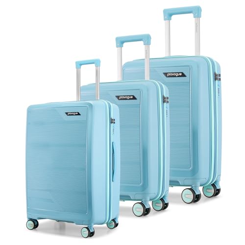 Image of Provogue Spectrum Hard-Sided PP Trolley Bag Set of 3 | Expandable Space with 8 Wheels Trolley Bags for Travel |Lightweight with Combination Lock|5 Year Warranty (Frost Fade Blue)