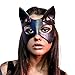 Produktbild Junxcj Katzenmaske, Sexy PU Leder Katzenohr Maske, Halbe Maske Cosplay Kostüm, Neue schwarze Katzenmaske für Fasching Maskerade Masquerade Halloween