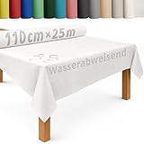 DecoHomeTextil Tischdecke Rolle Tischdeckenrolle Vliesstoff Vlies Weiß 1.1 x 25 m 50g/m² abwaschbar wasserabweisend