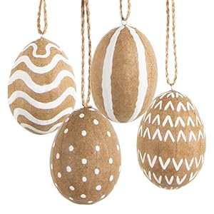 Logbuch-Verlag 4 Pappmaché Ostereier zum Aufhängen Natur