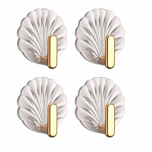 Image of Self Adhesive Hooks for Wall Heavy Duty - 10kg Load Capacity Waterproof Transparent Wall Hooks for Hanging - No Drilling Nail (ProHold Hoo (Shell Shaped Pack of 4)