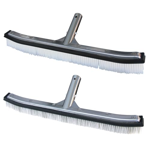Poolmaster Professional 18-Inch Pool Brush 2-Pack, Aluminum-Back Wall, with Stainless Steel and Nylon Bristles for Gunite and Hard Surface Pools, Not for Vinyl or Fiberglass