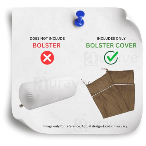Image of AURAVE Suede 300 TC Printed Bolster Cover with Drawstring Closure, Set of 2, Soft Breathable Durable Machine Washable for Sofa Bed & Home Decor, 15 inchx30 inch, Coffee Brown | Cover Only