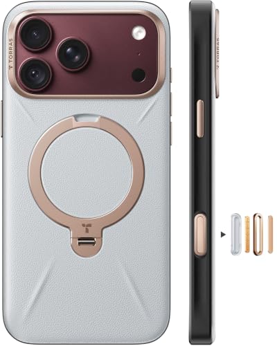 TORRAS for iPhone 18 Pro Max Case Leather, 360 Magnetic Stand, White 6.9"