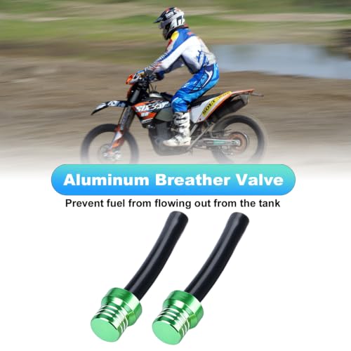 Image of 2pcs Motorcycle Breather Hose Gas Fuel Tank Cap Vent, Green | Motorcycle Gas Cap Vent Hose Tube,Aluminum Universal Breathing Tube Fits Off-Road Motorcycles ATVs /Pit Dirt Motorcycle Bike