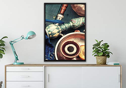 Pixxprint Orientalische Shisha Aprikose Leinwandbild 100x70 cm im Bilderahmen/Wandbild/Schattenfugenrahmen/Kein Poster – Bild 3