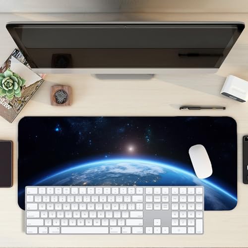 Image of Earth Combo XL Extended Gaming Mouse Pad | XXL Large Desk Mat 60x30cm for Laptop & PC | Non-Slip Rubber Base, Waterproof, Durable & Smooth Surface | Office, Gaming & Study, asthetic