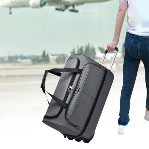 Duffel Bag with Wheels Trolley Bag Carrier Portable Rolling Travel Bag Suitcase for Picnic Outdoor Women Beach Business Trip, Gray, M4