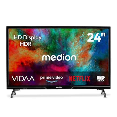 MEDION 59,8 cm (24 Zoll) HD Fernseher (Smart-TV, HDR, VIDAA Store, HBO Max, MagentaTV, Prime Video, Disney+, DAZN, Paramount+, HbbTV, PVR, Bluetooth, MD 824101)