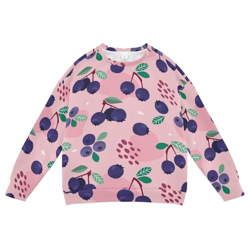 Wusikd Purple Berry Fruits Boy Girl Sweatshirt Toddler Crewneck Blueberry Pullover Sweater Long Sleeve Clothes S - Main Image