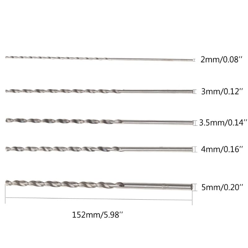 5Pcs 2-5mm 152mm Long HSS Twist Drilling Bit Straight Shank Electric Drill Tool