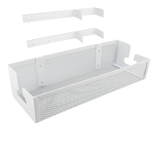 Bandeja organizadora de cables debajo del escritorio Chrees, metal, montaje con abrazadera, para oficina y hogar, sin necesidad de taladro, instalación fácil, color blanco