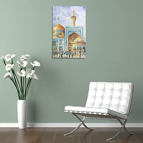 Islamic Architecture Painting Art Poster, Islamic Artwork, Mosque Art, Home Wall Decoration Study Ro Canvas Painting Wall Art Poster For Bedroom Living Room Decor 24X36Inch(60X90Cm) Frame-Style #TOP4