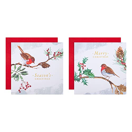 Hallmark Charity Christmas Cards, Traditional Robin Designs, Pack of 16, 25572285, Robin christmas Card Pack