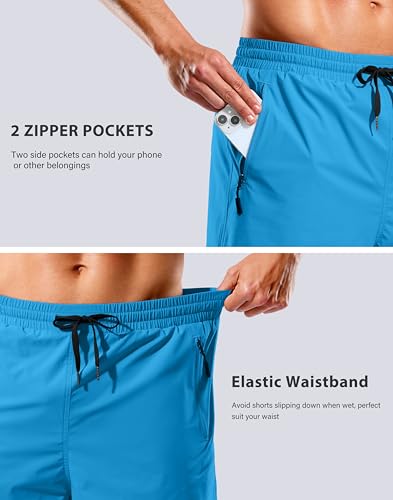 Image of G Gradual Mens Swim Trunks with Compression Liner 7 inch /9'' Quick Dry Board Shorts Swimsuit Bathing Suit for Men Zipper Pockets