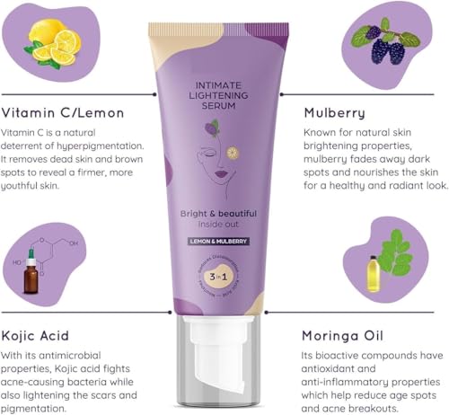 Intimate Lightening Serum - 50g | for Dark Underarms, Inner Thighs, Knees and Bikini Area | with Kojic Acid, Vitamin C, Natural Lemon and Mulberry Extracts (Intimate Lightening Serum - 50 GMS) - Image 4