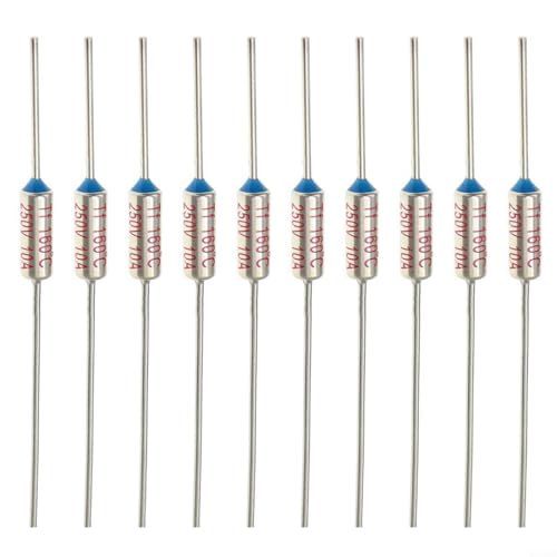 Sumsoctober Paquete de 10 fusibles de protección de circuito controlado por temperatura, CA 250 V 10 A, cortes térmicos, fusibles de temperatura (160 °C)