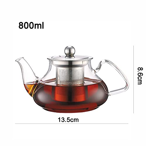 TOYO HOFU Tetera de cristal transparente de 28 onzas/800 ml con infusor extraíble de acero inoxidable para florecer té… - Imagen 3