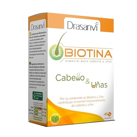 Biotina 45 comprimidos para fortalecimiento de pelo y uñas Drasanvi