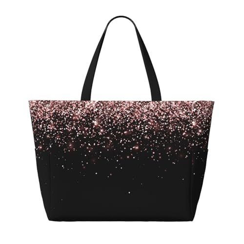 Rose Gold Glitter1 Print Beach Pool Bags Tote For Women Ladies Large Gym Tote Carry On Bag For Weekender Travel Waterproof2