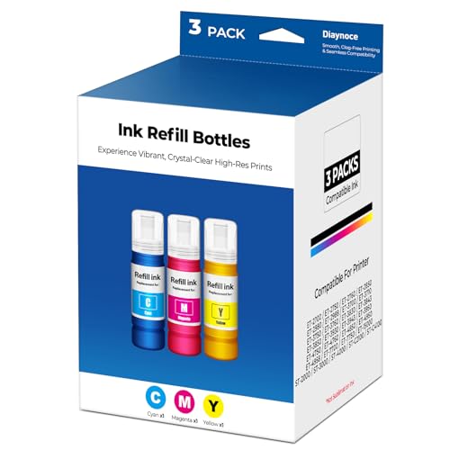 Compatible for EPT502 Ink Refill Bottles Eco Tank ET-2850 ET-3850 ET-15000 ET-4850 for T502 Ink for ET 2850 ET 3850 ET 4850 ET15000 ET-4760 ET-2700 2980 ET-7700 ST-2000 3000 4000 ST-C2100 4100, C M Y