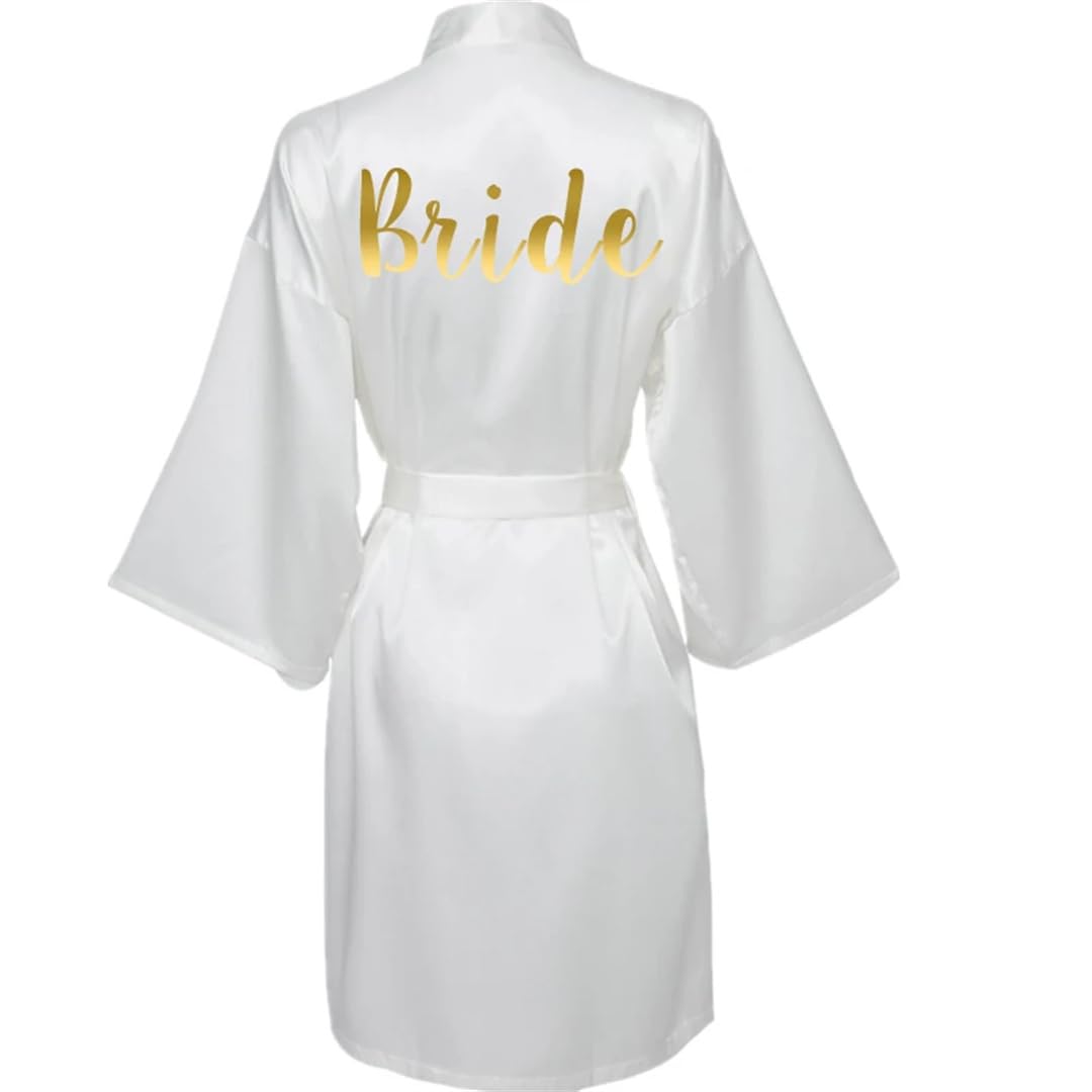 Yeuyyben Accappatoio da sposa per damigella d'onore, da donna, per festa di nozze, kimono, in raso, accappatoio