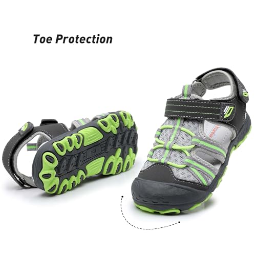 Image of Ahannie Toddler Sandals for Boys Girls Kids Closed Toe Outdoor Summer Shoes | Dual Hook-and-Loop, Adjustable Fit, Protective Wide Toe, Flexible Non-Slip Sole