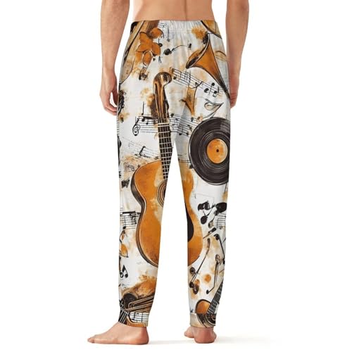 Vintage Guitar Records Autumn Leaves Breathable Mens Pajama Pants Lounge Sleep PJ Bottoms Sleepwear Jogger2