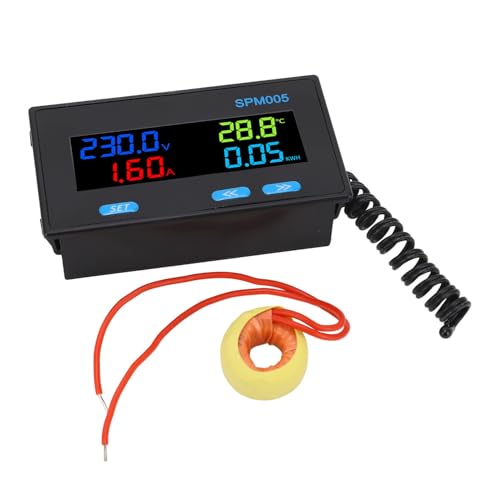 Panel de voltímetro y amperímetro digital de CA - Monitor de energía multifuncional 8 en 1 con pantalla LCD a color para frecuencia y factor de potencia - CA 60 a 300 V 20 A (100A)