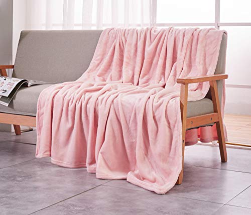 VANSILK Manta de forro polar de franela súper suave, cálida y esponjosa, color liso, para cama y sofá, color rosa, 150 x 200 cm