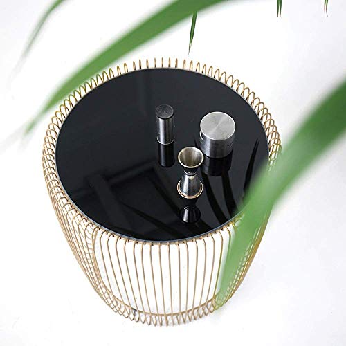Table basse ronde en verre trempé noir compacte pour petits espaces - 3