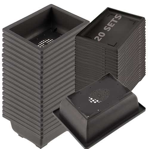 KINJOEK 20 PCS 6.5 Inch Bonsai Training Pots, Rectangular Plastic Bonsai Pots, Flower Succulent Pots Container for Garden, Indoor, Home Decorative