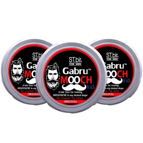 Image of Mooch Moustache Wax for Men - Strong Hold & Long Lasting Styling Wax | Natural Look | Original Scent | 75g Pack of 3