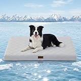 ZOMISIA Cooling Dog Bed for Crate, Q-Max0.5 Cooling Mat with Removable Washable Cover, Orthopedic Egg Crate Foam Summer Pad for Extra Large Dogs, 41x27 Inch, Grey